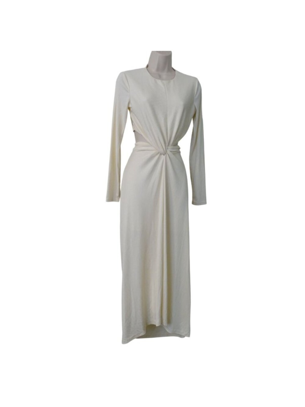 Significant Other Odelia Ivory Long Sleeve Midi Dress Twist Front Women Size 6 - Picture 3 of 14